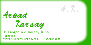arpad karsay business card